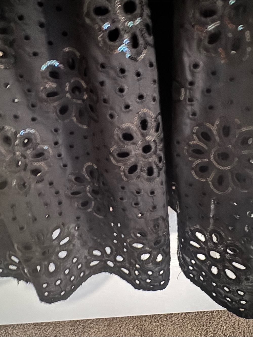 Desigual Black Eyelet Sequin Leah Midi Dress with Striped Straps Sz L US 10 - Picture 14 of 16